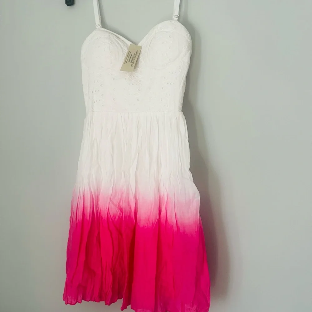 American Eagle Outfitters White and Pink Mini Dress